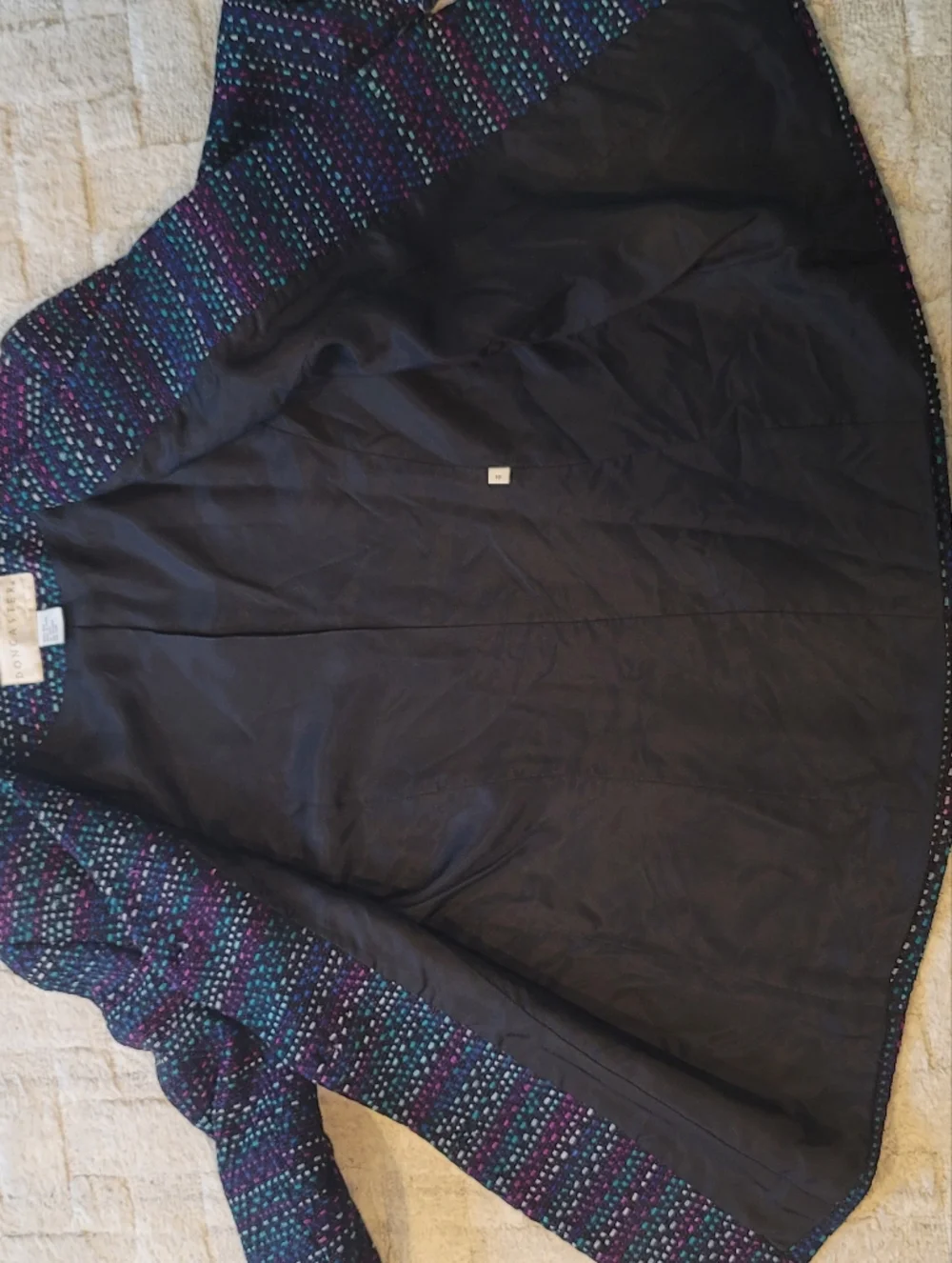 VINTAGE DONCASTER 100% Silk Tweed Blazer Jacket Multicolor Women's Size 10